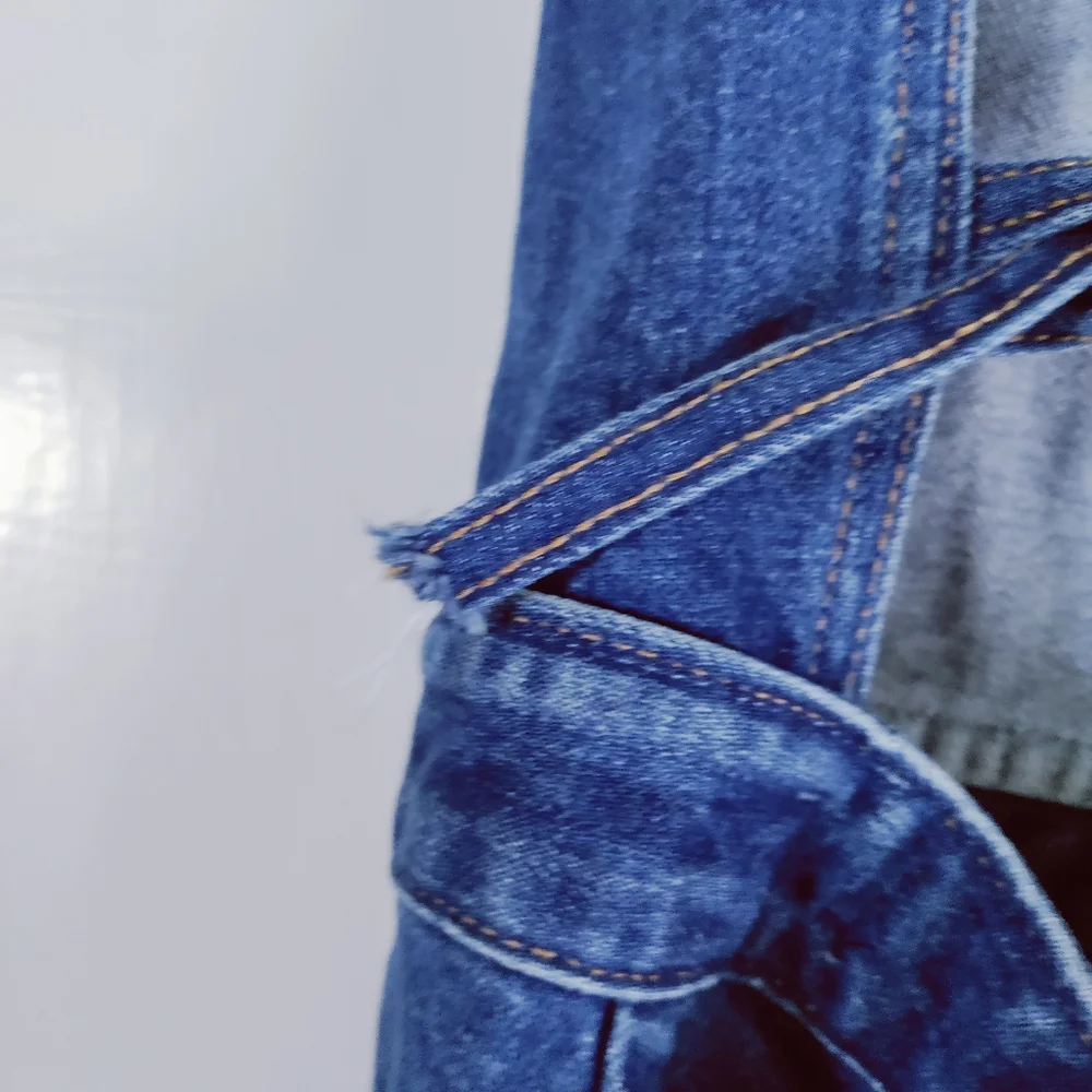 Stoned Immaculate Jean Geanie Romper Denim Jumpsuit With Lace Up Back - Picture 9 of 12